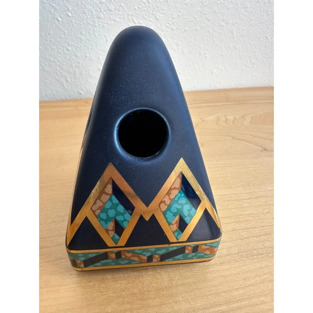 Vintage Saturday Knight Japan Art Deco Cobalt Blue Soap Dish Toothbrush Holder